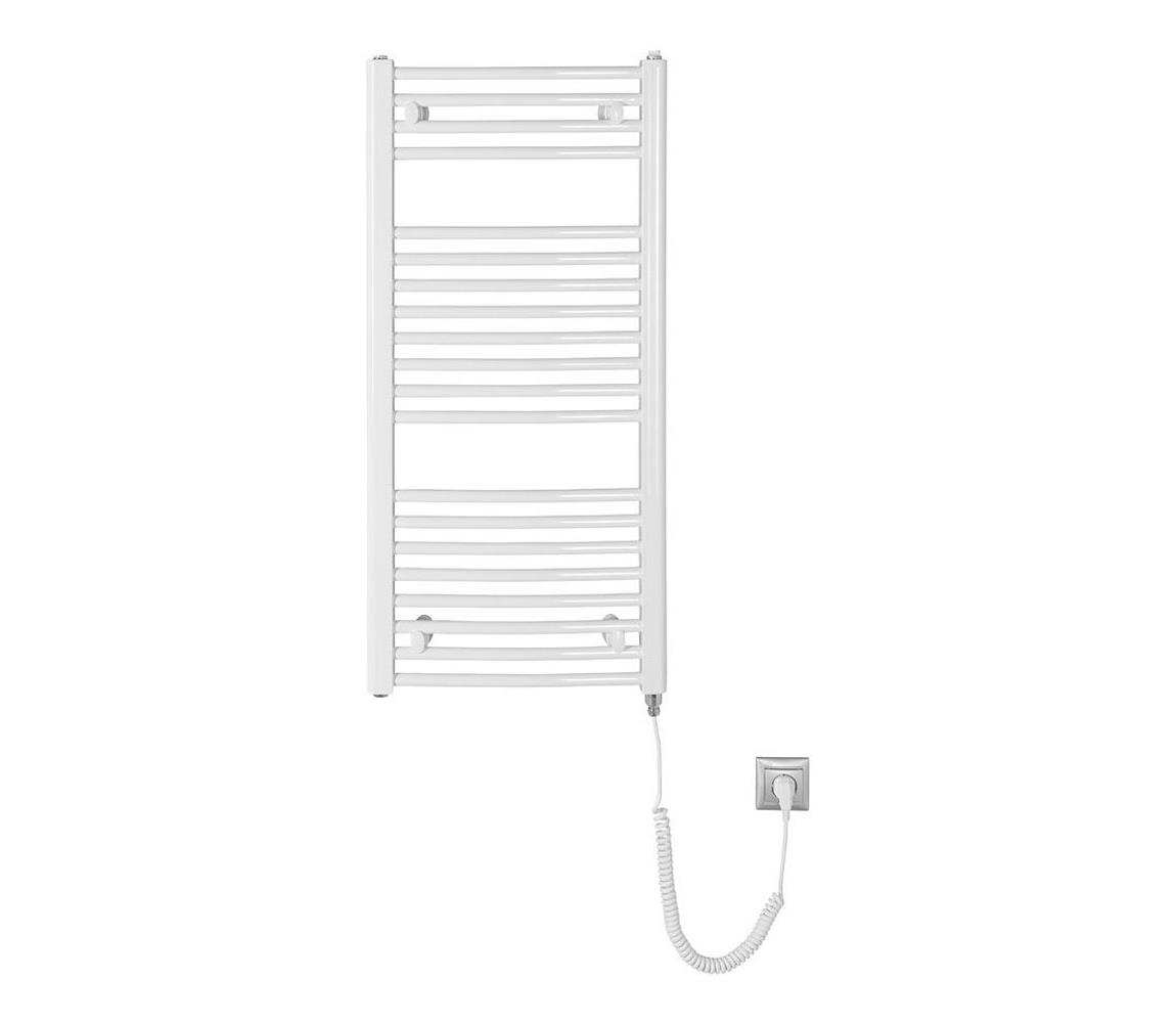 Aqualine - Kúpeľňový elektrický radiátor ORBIT-E 300W 96x45 cm biely okrúhly ILEO94T