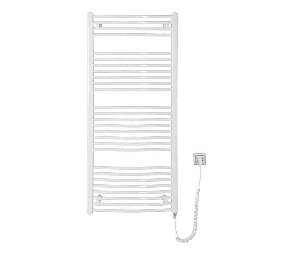 Aqualine - Kúpeľňový elektrický radiátor ORBIT-E 600W 132x60 cm biely okrúhly ILEO36T