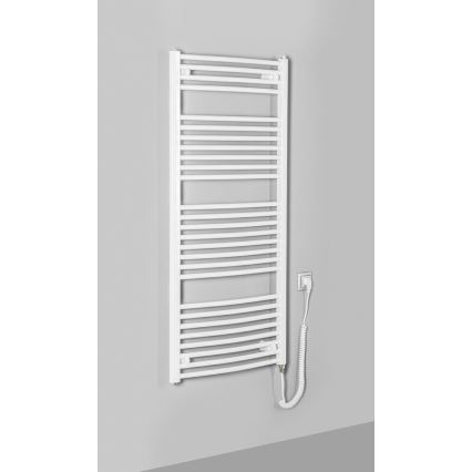 Aqualine - Kúpeľňový elektrický radiátor ORBIT-E 600W/230V 132 cm biela oblý