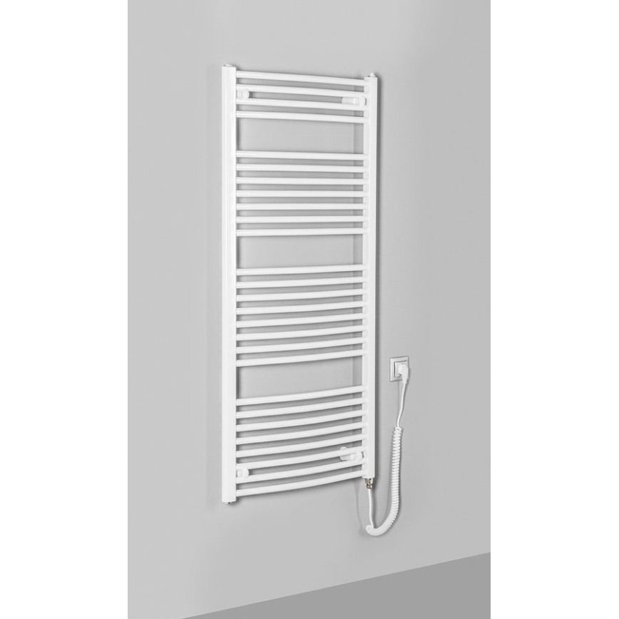 Aqualine - Kúpeľňový elektrický radiátor ORBIT-E 600W/230V 132 cm biela oblý