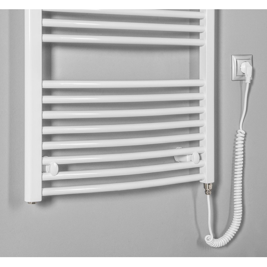 Aqualine - Kúpeľňový elektrický radiátor ORBIT-E 600W/230V 132 cm biela oblý