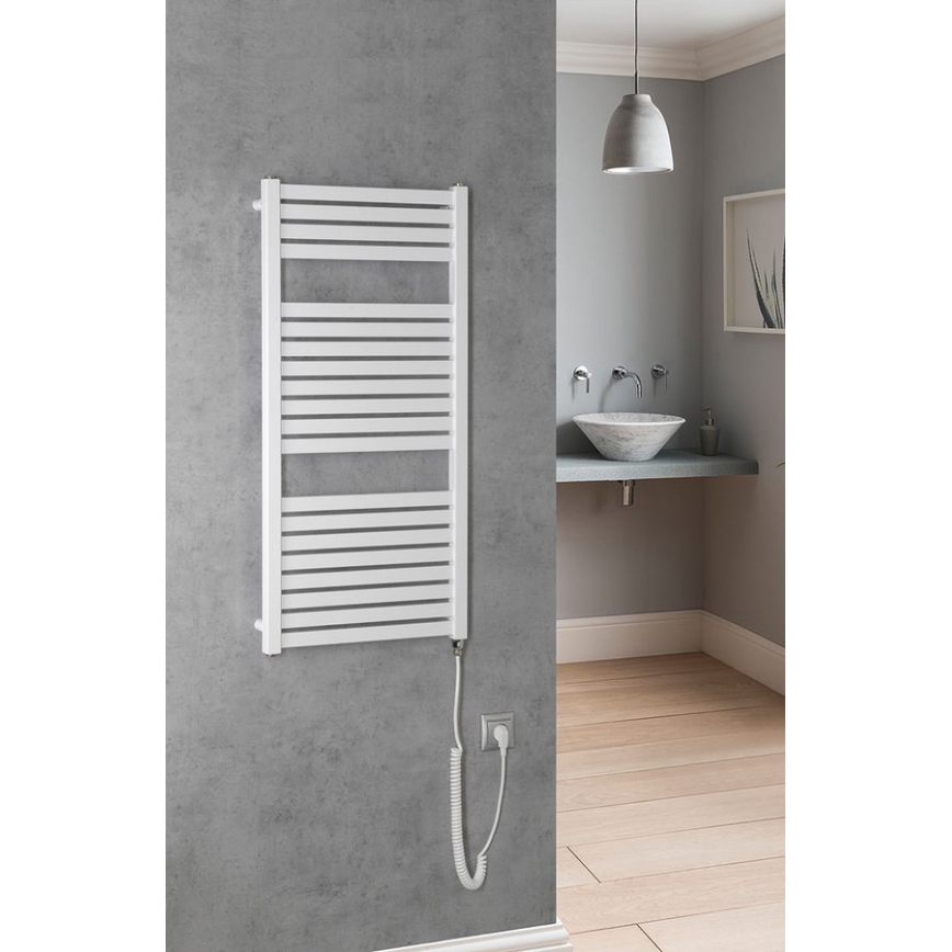 Aqualine - Kúpeľňový elektrický radiátor TONDI-E 300W/230V 97 cm biela rovný