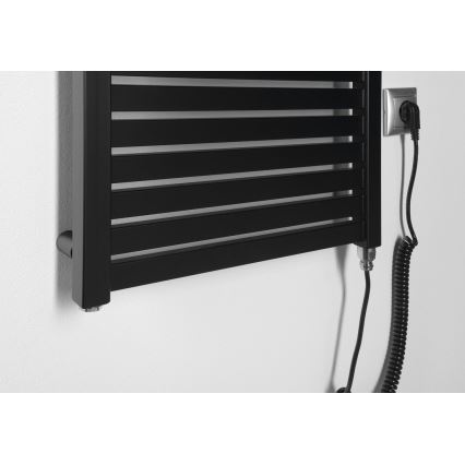 Aqualine - Kúpeľňový elektrický radiátor TONDI-E 300W/230V 97 cm matná čierna rovný