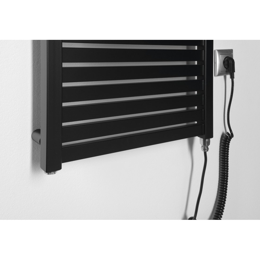 Aqualine - Kúpeľňový elektrický radiátor TONDI-E 300W/230V 97 cm matná čierna rovný