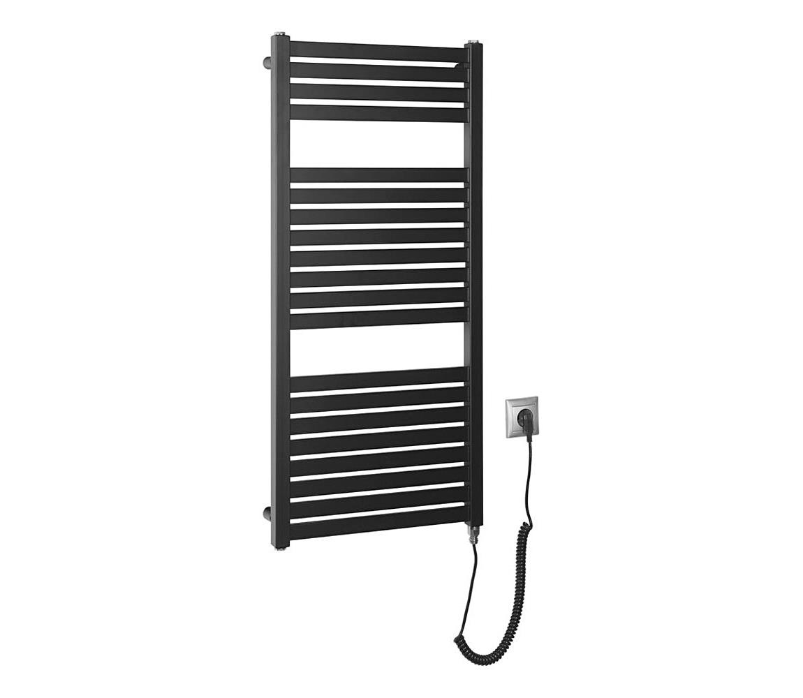 Aqualine - Kúpeľňový elektrický radiátor TONDI-E 300W 97x45 cm matná čierna DE456T