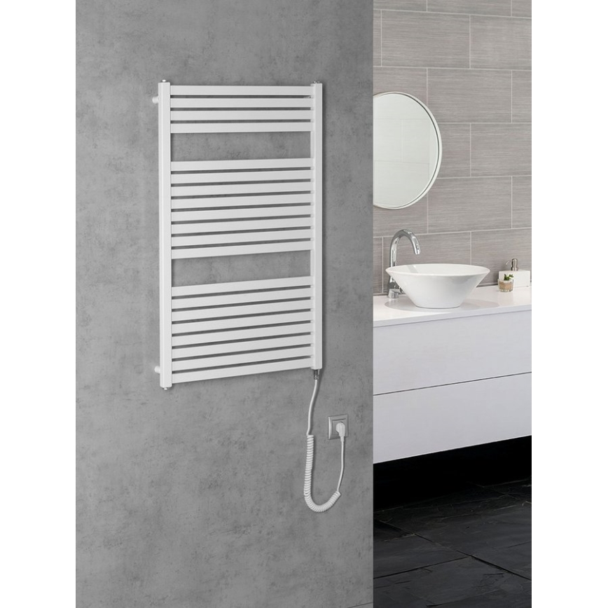 Aqualine - Kúpeľňový elektrický radiátor TONDI-E 400W/230V 97 cm biela rovný