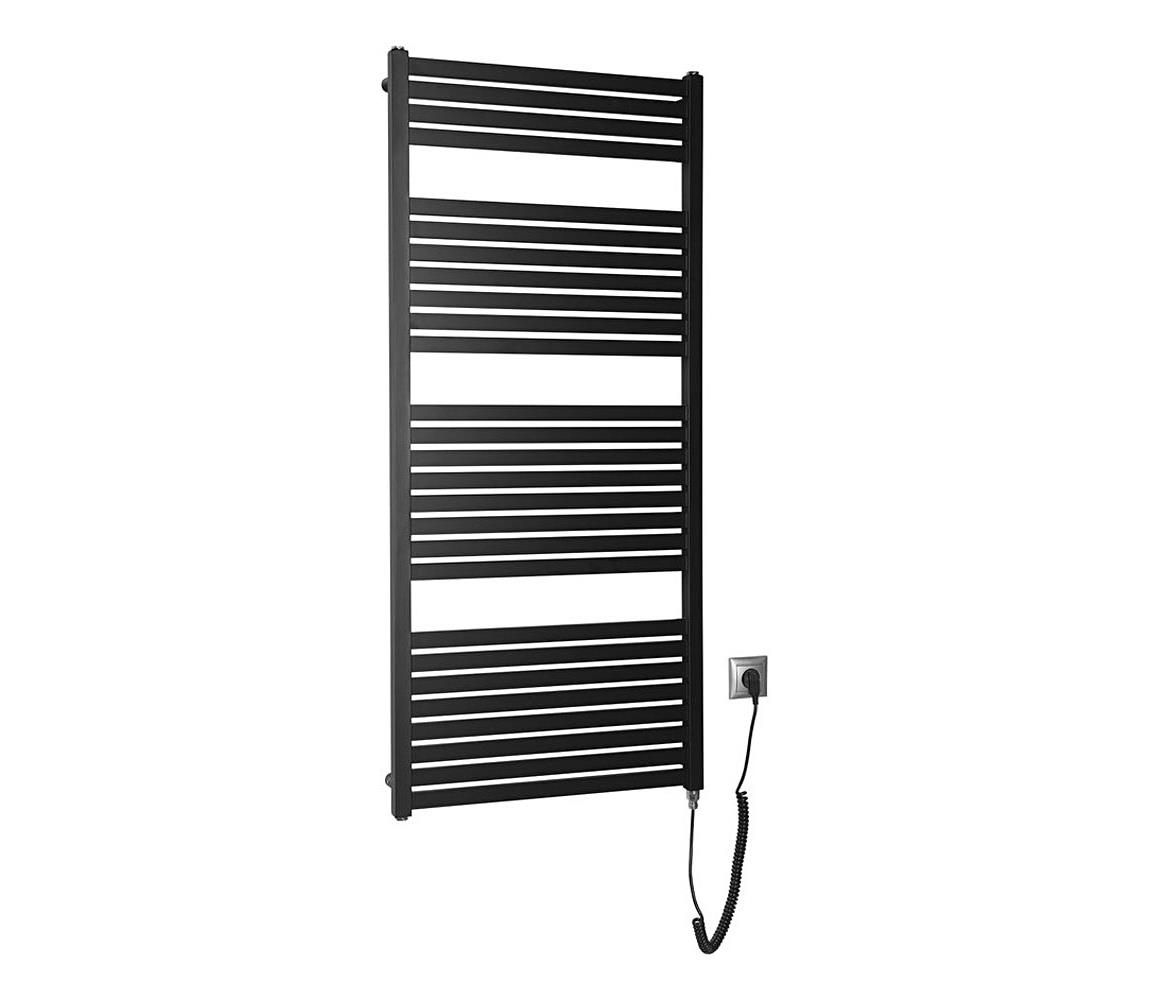 Aqualine - Kúpeľňový elektrický radiátor TONDI-E 600 W 133x60 cm matná čierna DE486T