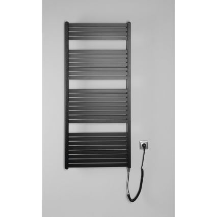 Aqualine - Kúpeľňový elektrický radiátor TONDI-E 600W/230V 133 cm matná čierna rovný
