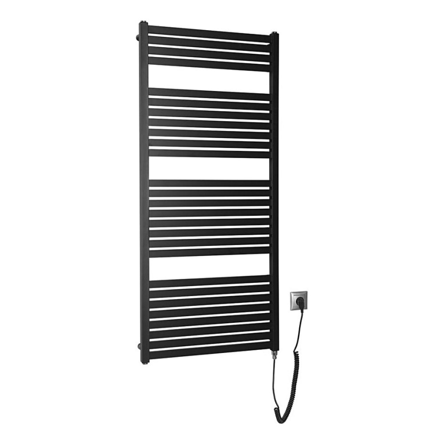Aqualine - Kúpeľňový elektrický radiátor TONDI-E 600W/230V 133 cm matná čierna rovný