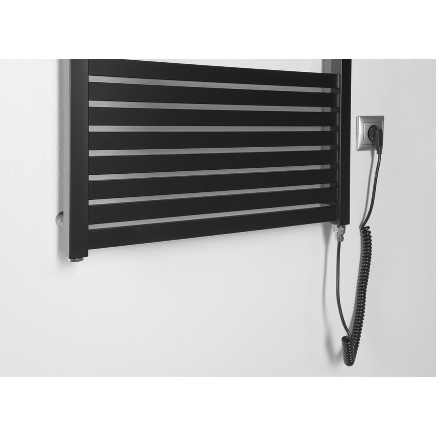 Aqualine - Kúpeľňový elektrický radiátor TONDI-E 600W/230V 169 cm matná čierna rovný