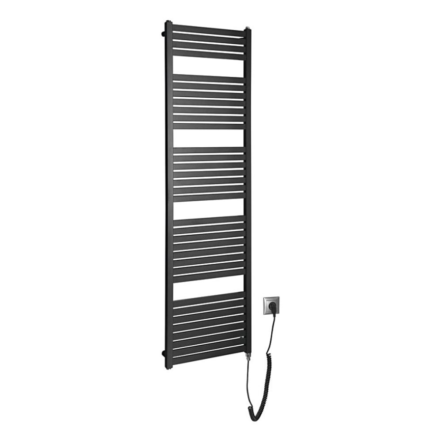 Aqualine - Kúpeľňový elektrický radiátor TONDI-E 600W/230V 169 cm matná čierna rovný
