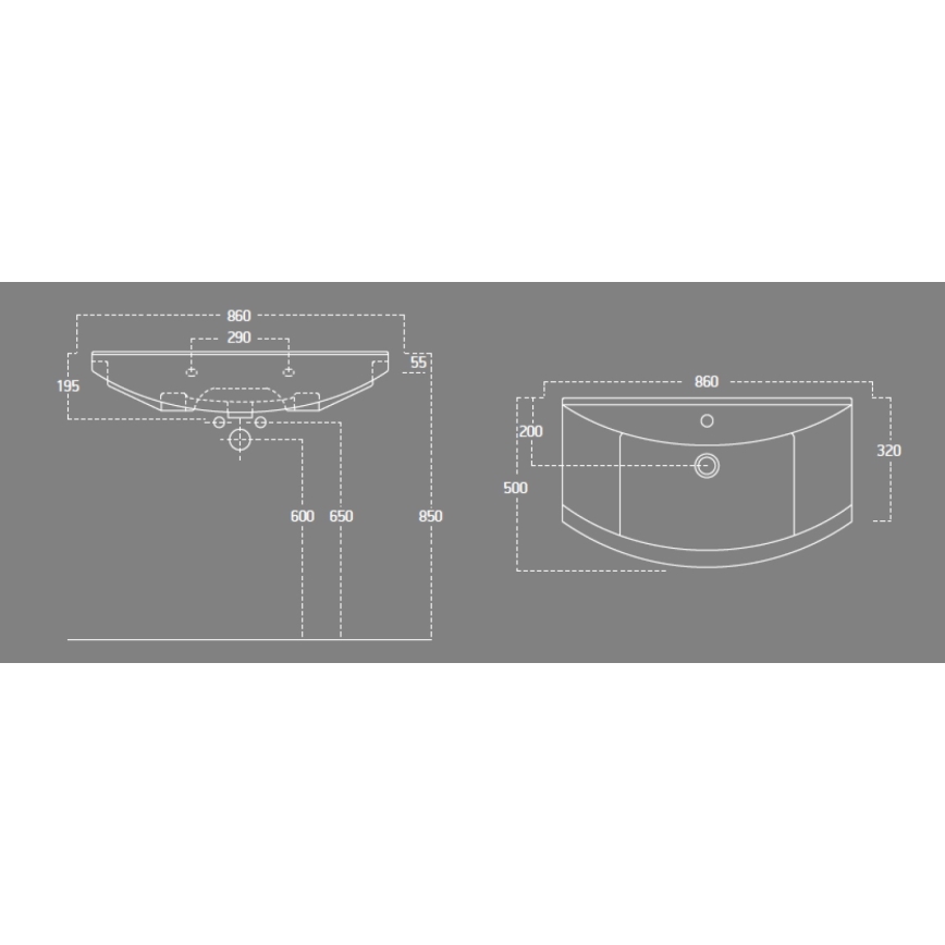 Aqualine - Zápustné umývadlo ZERO 86x50 cm keramika/biela