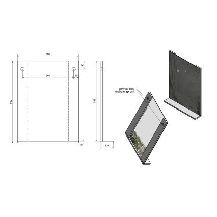 Aqualine - Zrkadlo BETA 60x80 cm biele