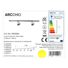 Arcchio - LED Stmievateľné bodové svietidlo v lištovom systéme RONKKA 5xGU10/5W/230V