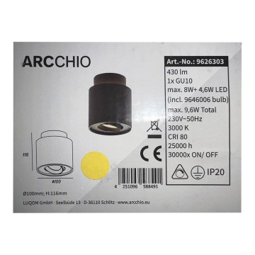 Arcchio - LED Stmievateľné bodové svietidlo WALISA 1xGU10/8W/230V + LED/4,6W