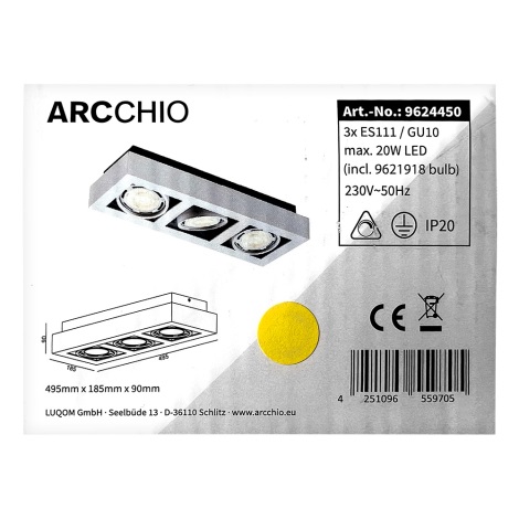 Arcchio - LED Stropné svietidlo RONKA 3xGU10/11,5W/230V