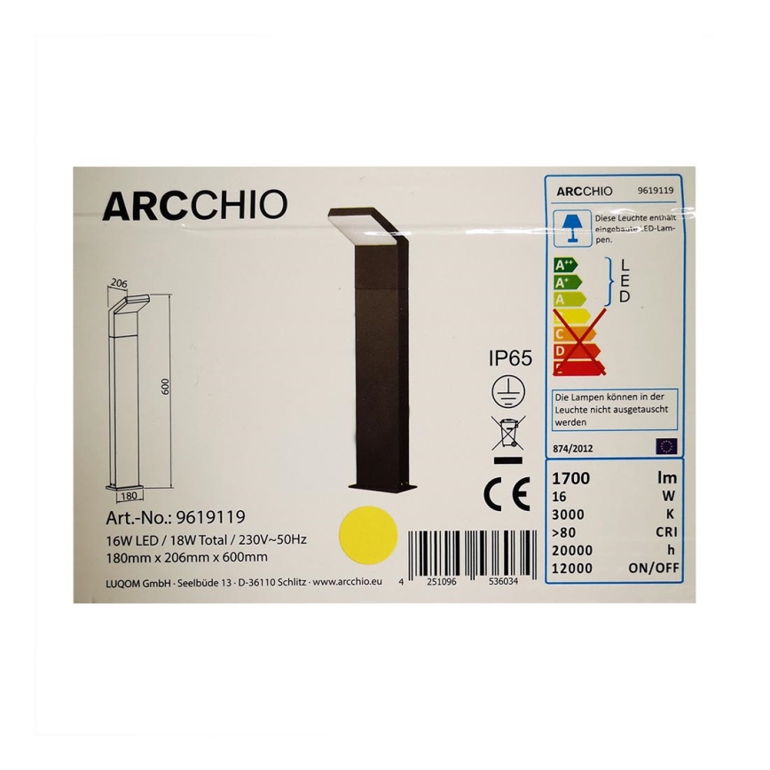 Arcchio - LED Vonkajšia lampa YOLENA LED/16W/230V IP65