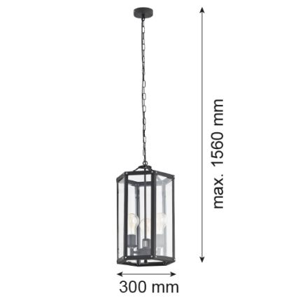 Argon 1253 - Luster na reťazi BODRUM 3xE27/15W/230V čierna