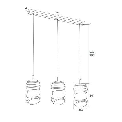 Argon 1366 - LED Luster na lanku COMO 3xLED/5W/230V