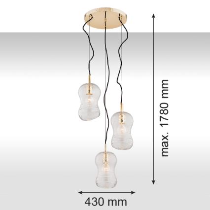 Argon 1464 - Luster na lanku CADIZ 3xE27/15W/230V