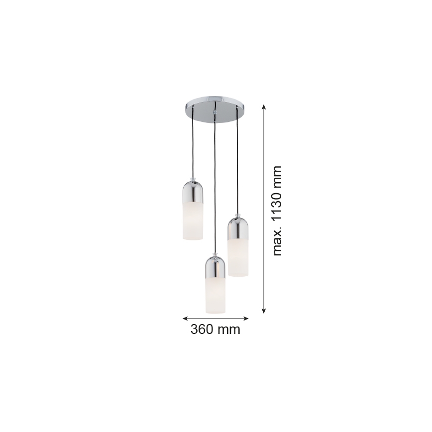 Argon 1465 - Luster na lanku BURGOS 3xE27/15W/230V lesklý chróm