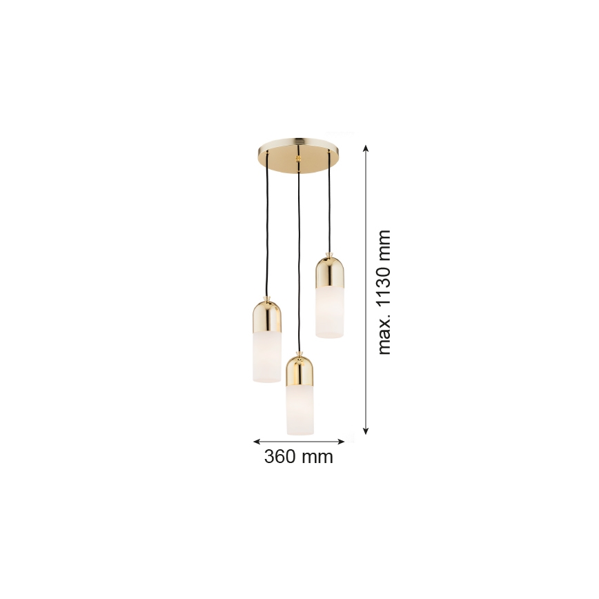 Argon 1466 - Luster na lanku BURGOS 3xE27/15W/230V mosadz