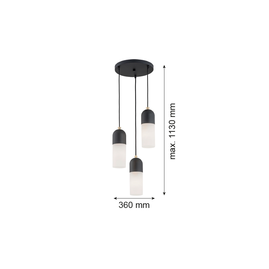 Argon 1467 - Luster na lanku BURGOS 3xE27/15W/230V čierna