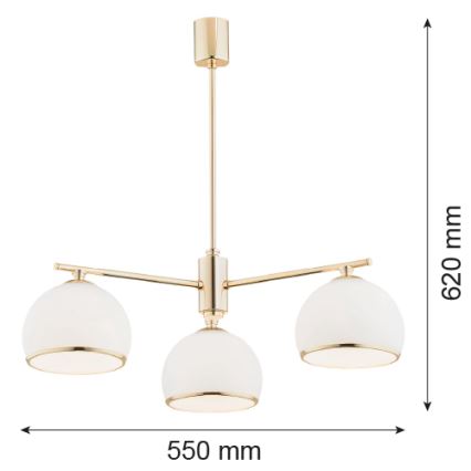 Argon 1488 - Luster na tyči MARBELLA 3xE27/15W/230V mosadz