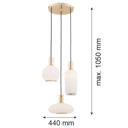 Argon 1489 - Luster na lanku SAGUNTO 3xE27/15W/230V mosadz
