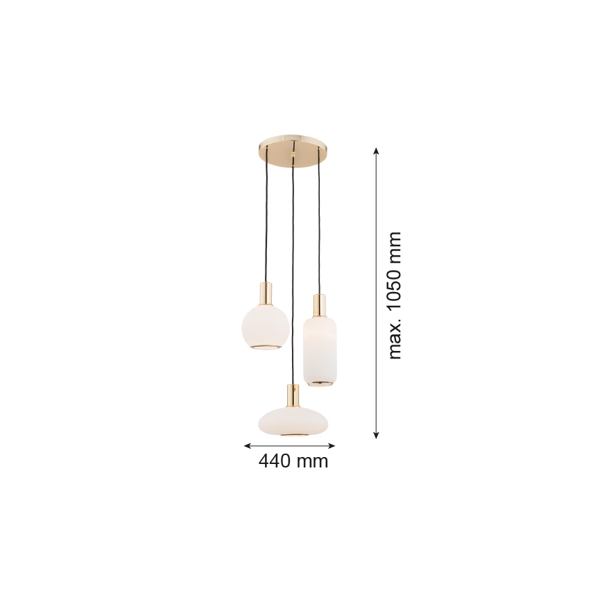Argon 1489 - Luster na lanku SAGUNTO 3xE27/15W/230V mosadz