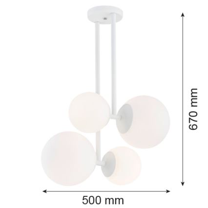 Argon 1644 - Luster na tyči ASPEN 4xE27/15W/230V biela