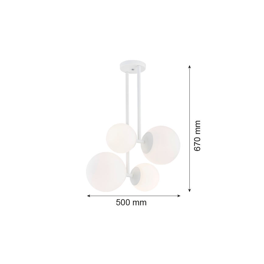 Argon 1644 - Luster na tyči ASPEN 4xE27/15W/230V biela
