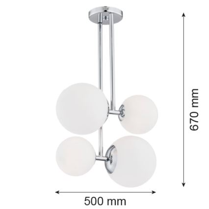 Argon 1646 - Luster na tyči ASPEN 4xE27/15W/230V lesklý chróm