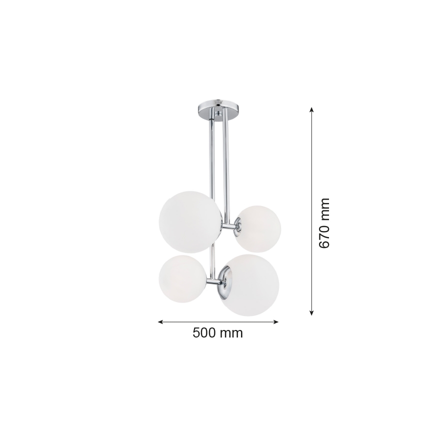 Argon 1646 - Luster na tyči ASPEN 4xE27/15W/230V lesklý chróm
