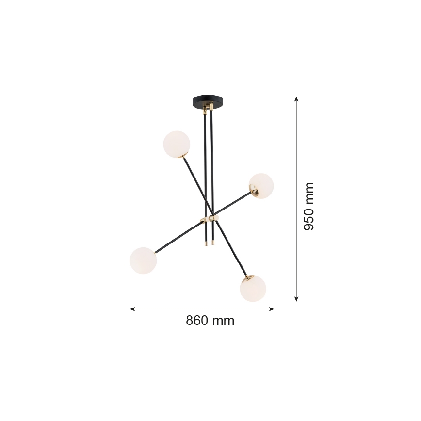 Argon 1696 - Luster na tyči ABSTRACT 4xE14/7W/230V čierna