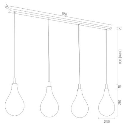 Argon 1741 - Luster na lanku OAKLAND 4xG9/6W/230V