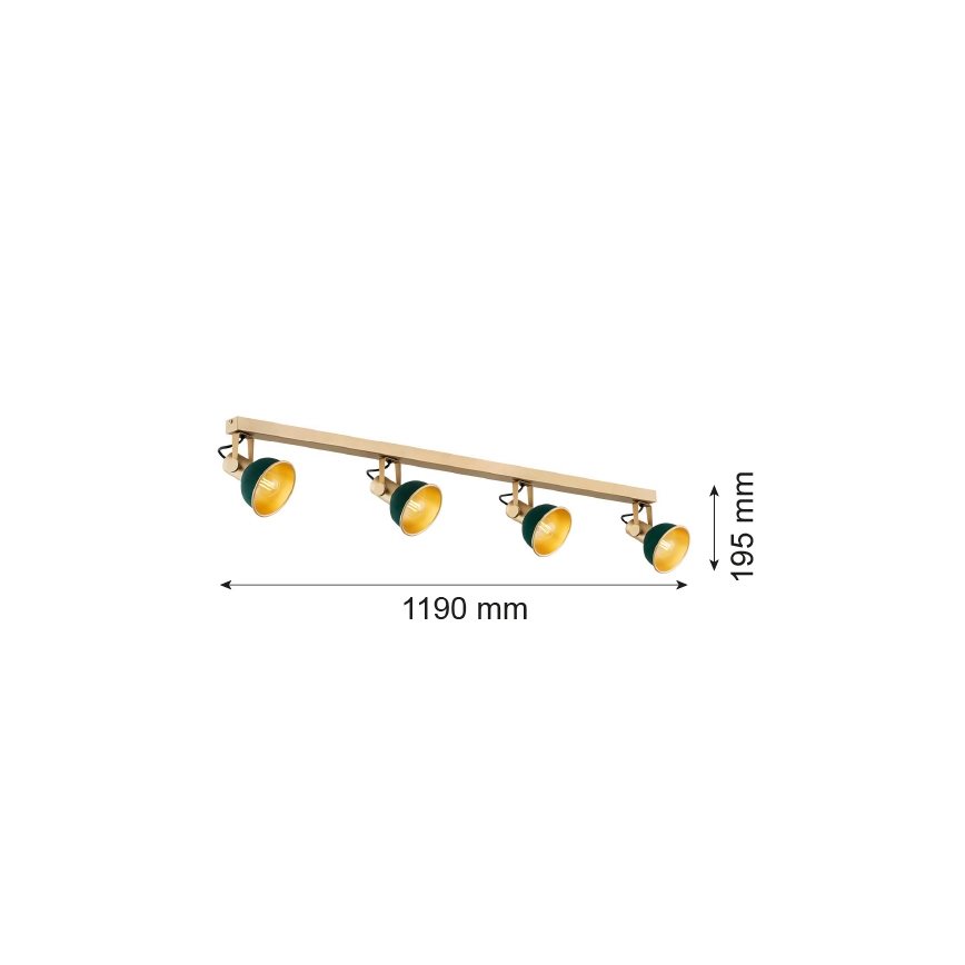Argon 1800 - Bodové svietidlo LENORA 4xE14/7W/230V zlatá/zelená