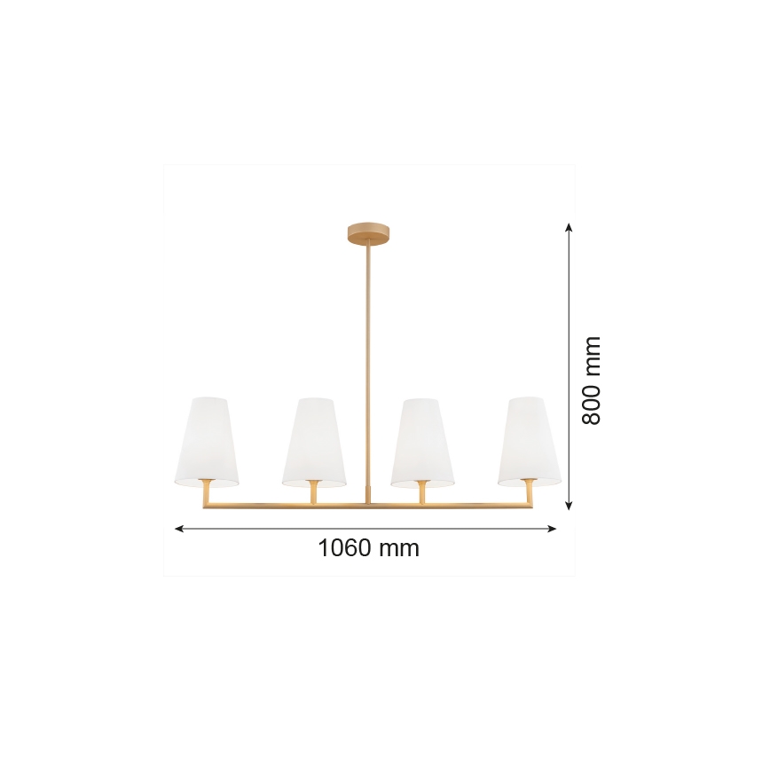 Argon 1828 - Luster na tyči SAFIANO 4xE27/15W/230V zlatá