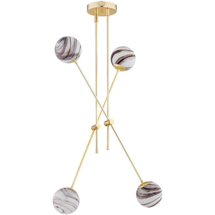 Argon 1840 - Luster na tyči ABSOS 4xE14/7W/230V alabaster zlatá