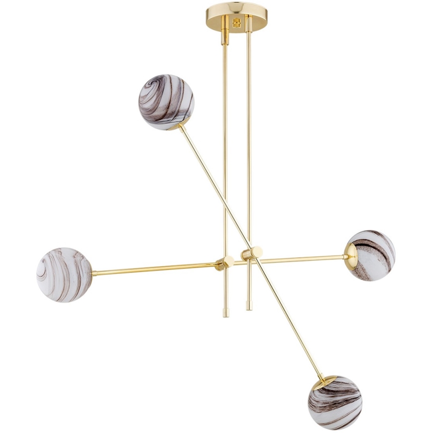 Argon 1840 - Luster na tyči ABSOS 4xE14/7W/230V alabaster zlatá