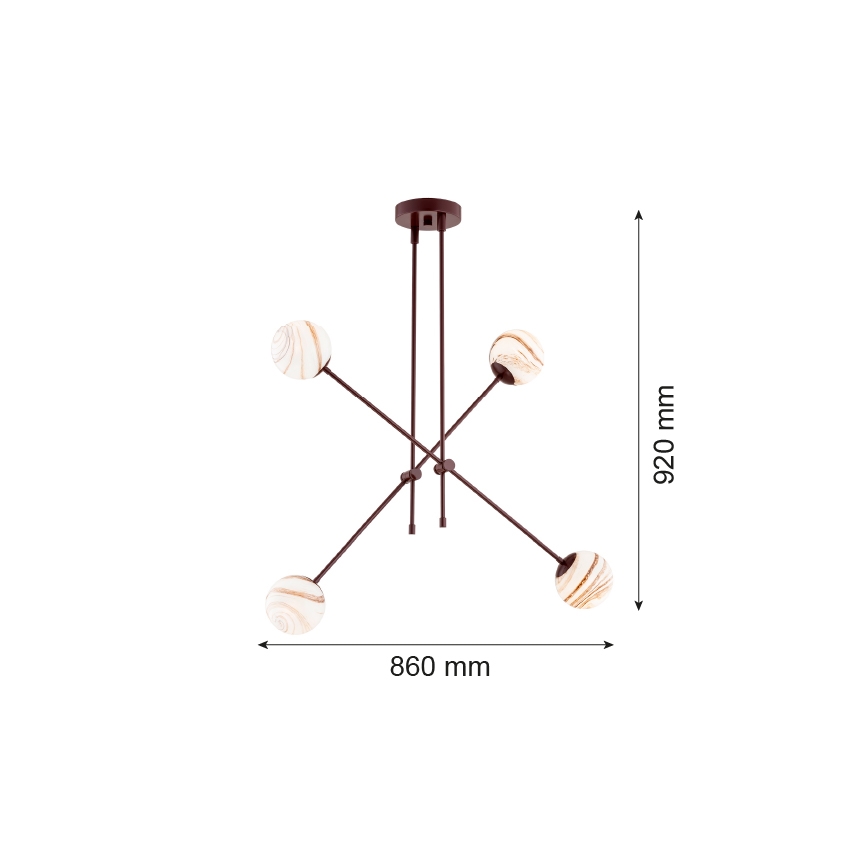 Argon 1842 - Luster na tyči ABSOS 4xE14/7W/230V alabaster hnedá