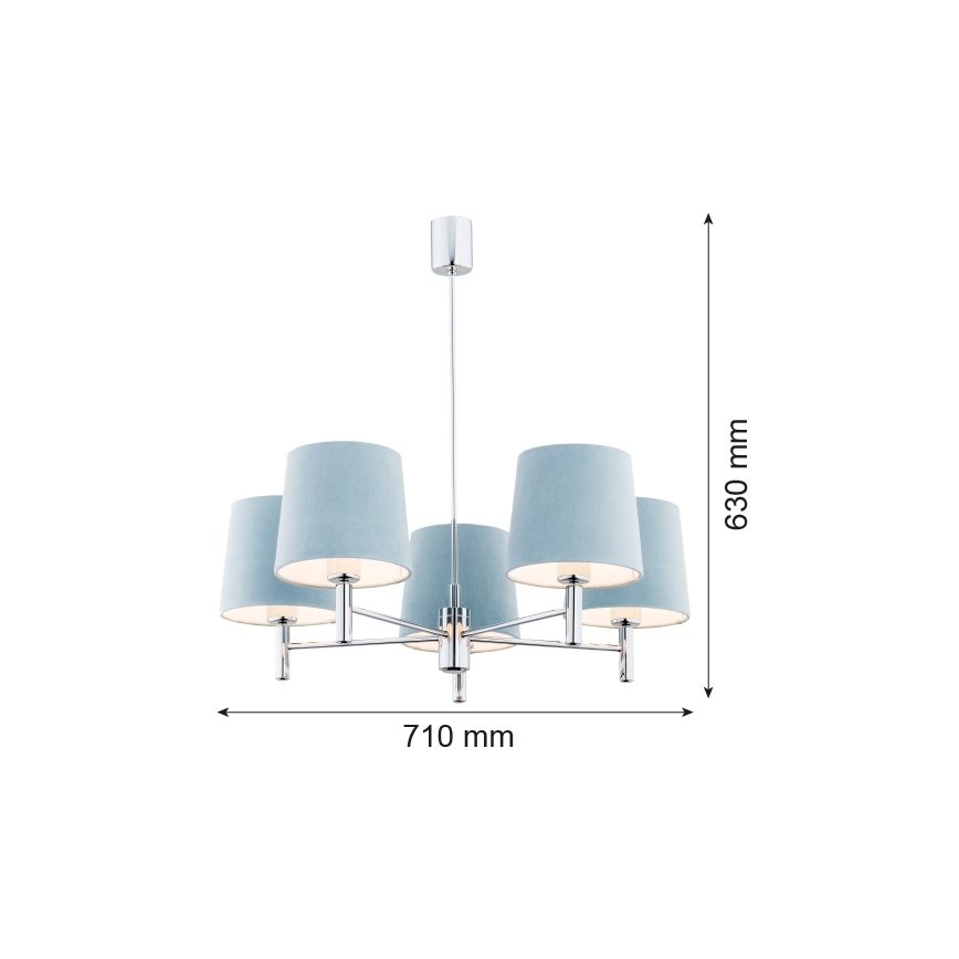 Argon 2076 - Luster na tyči BOLZANO 5xE27/15W/230V šedá