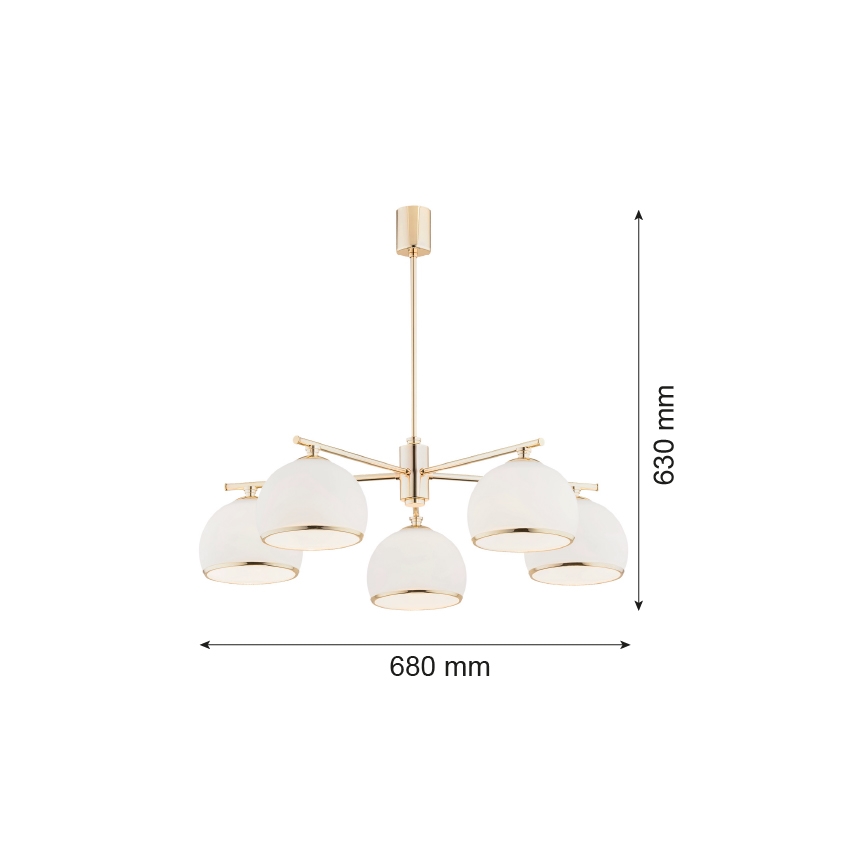 Argon 2088 - Luster na tyči MARBELLA 5xE27/15W/230V mosadz