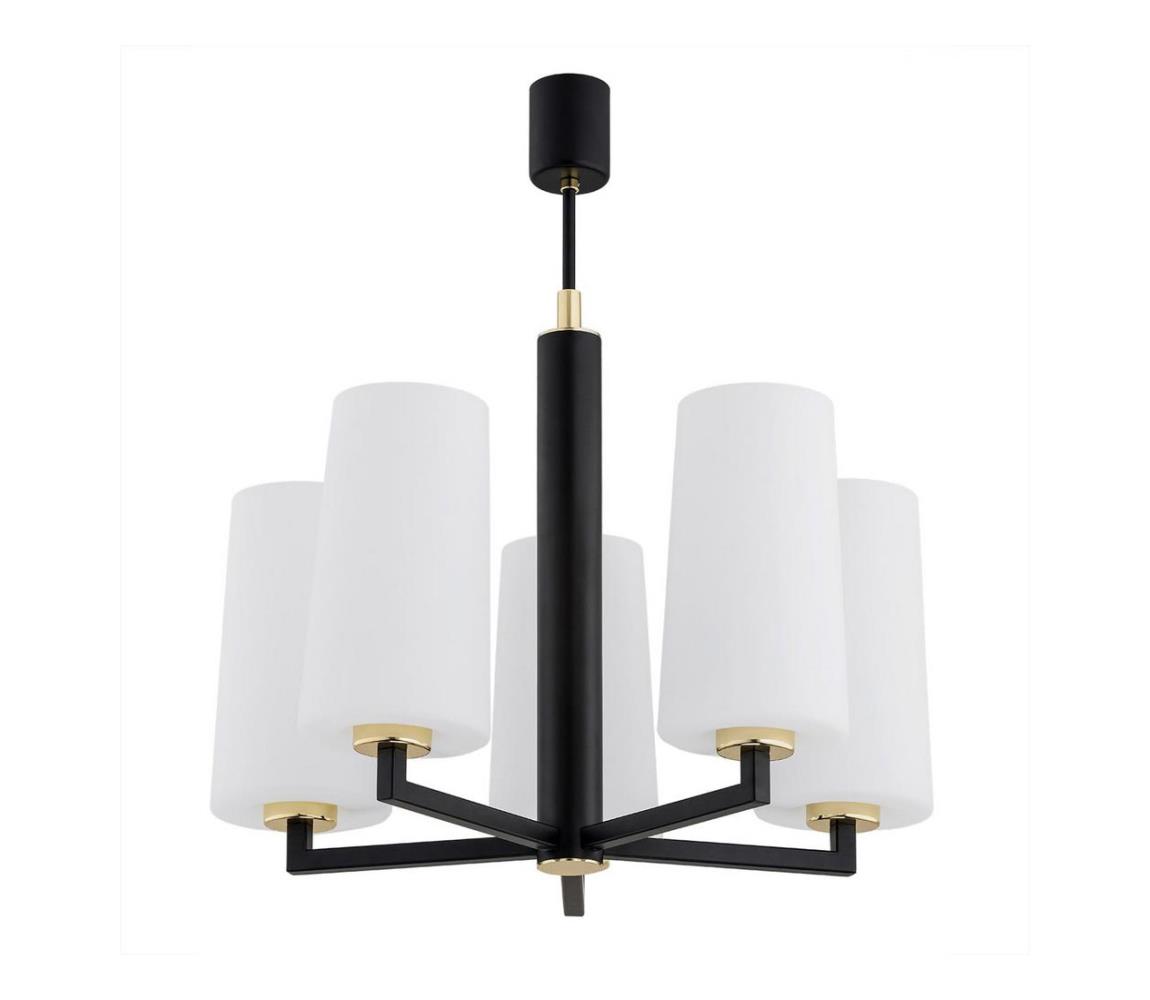 Argon Argon 2114 - Luster na tyči CAMELOT PLUS 5xE27/15W/230V čierna/biela/zlatá