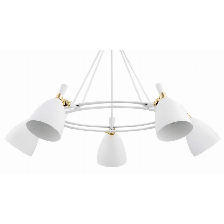 Argon 2117 - Luster na tyči CHARLOTTE 5xE27/15W/230V biela/zlatá