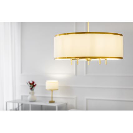 Argon 2132 - Luster na tyči ABBANO 5xE14/7W/230V mosadz/biela