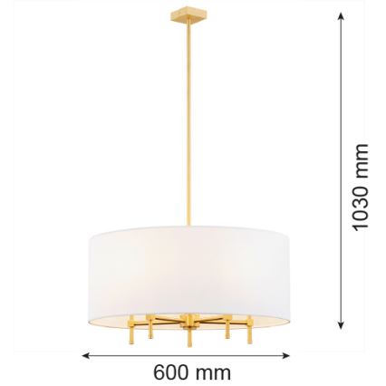 Argon 2132 - Luster na tyči ABBANO 5xE14/7W/230V mosadz/biela