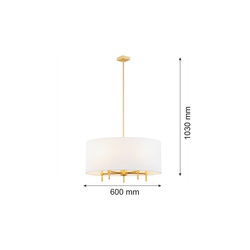 Argon 2132 - Luster na tyči ABBANO 5xE14/7W/230V mosadz/biela