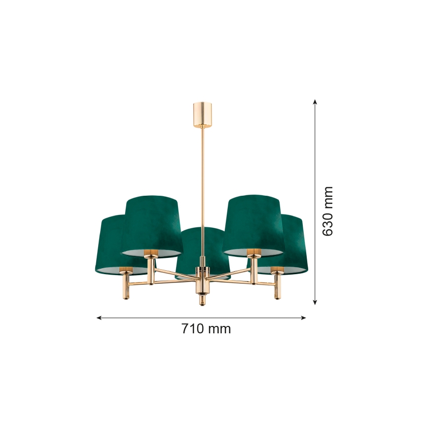 Argon 2145 - Luster na tyči PONTE 5xE27/15W/230V zelená/mosadz