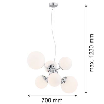 Argon 2531 - Luster na lanku SATELITE 6xE27/15W/230V lesklý chróm